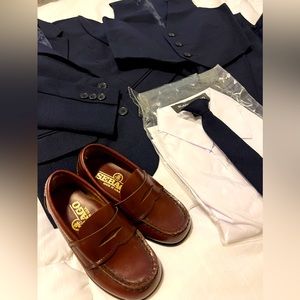3T Navy suit.  NEW with tags.  Shoes are used but like new.  Shoe size 8